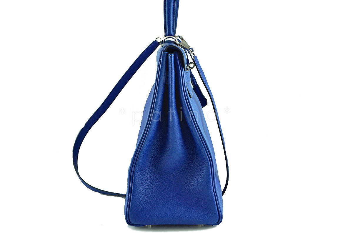 Hermes Sapphire Fjord Kelly, 35cm Blue Sapphir PHW Bag B82