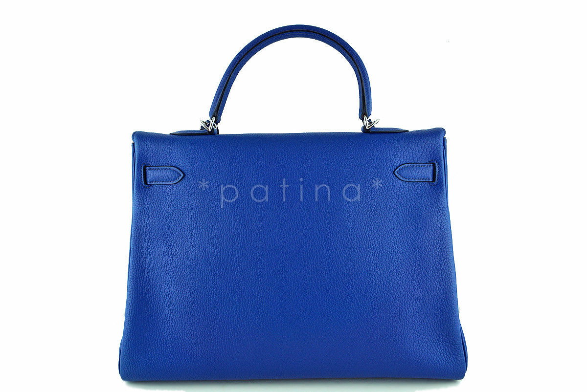 Hermes Sapphire Fjord Kelly, 35cm Blue Sapphir PHW Bag B82