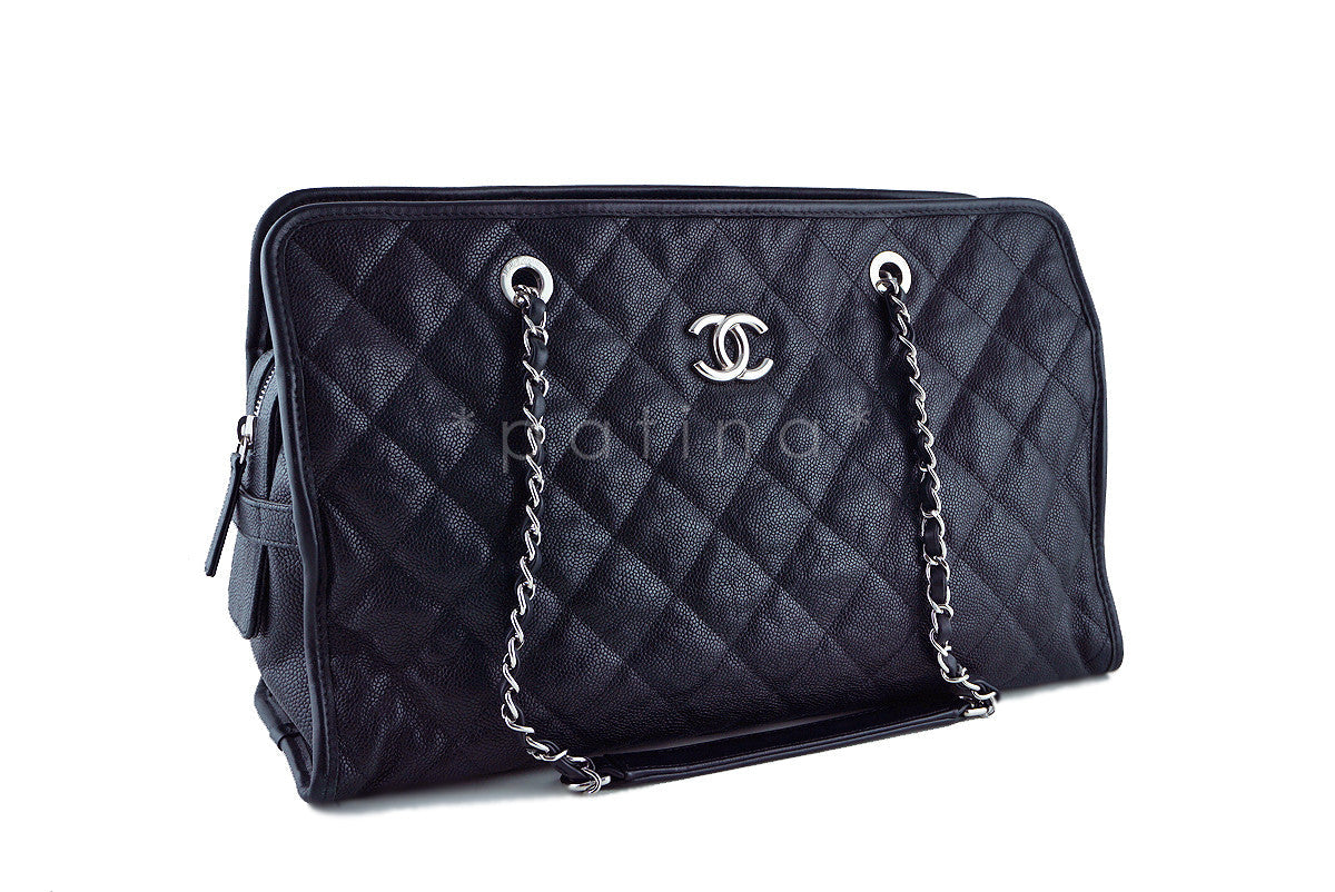 Chanel Black Quilted Caviar Grand CC Classic Shopper Tote GST Bag