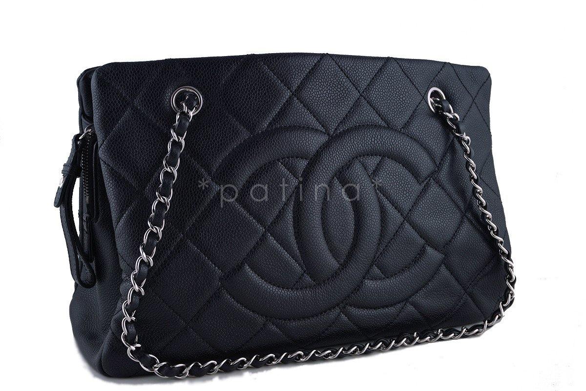 Chanel Black Caviar Quilted Timeless Grand Shopping Tote GST Bag