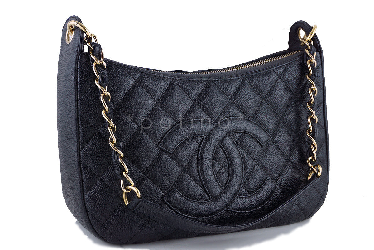 Chanel Black Caviar Quilted Camera Case Shopper Tote Bag