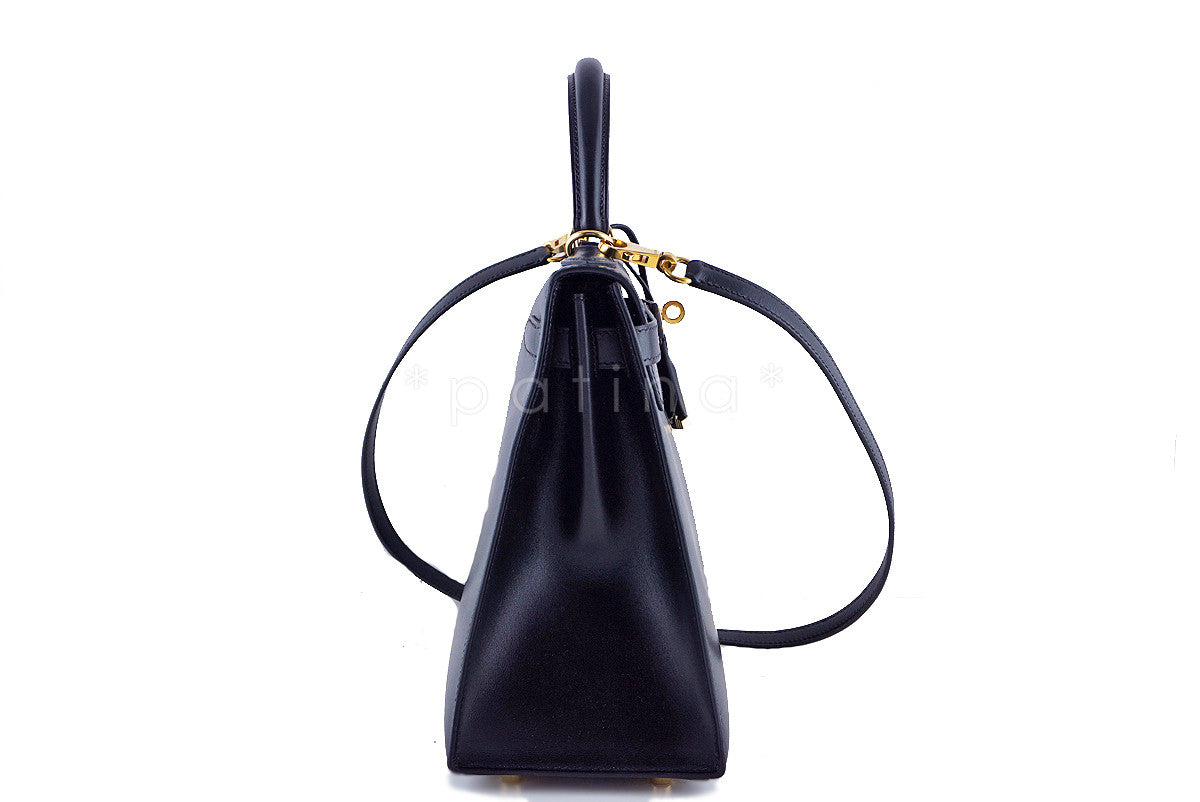 Hermes Black 28cm Box calf Kelly Sellier Bag