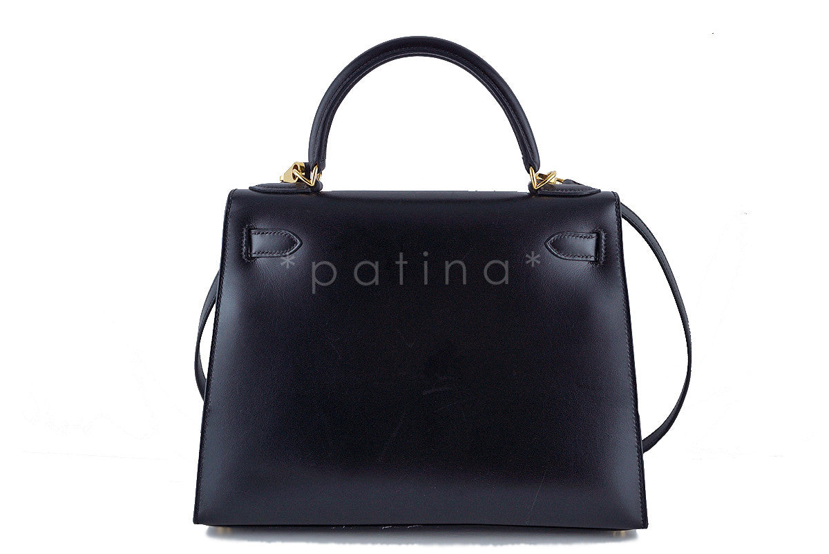 Hermes Black 28cm Box calf Kelly Sellier Bag