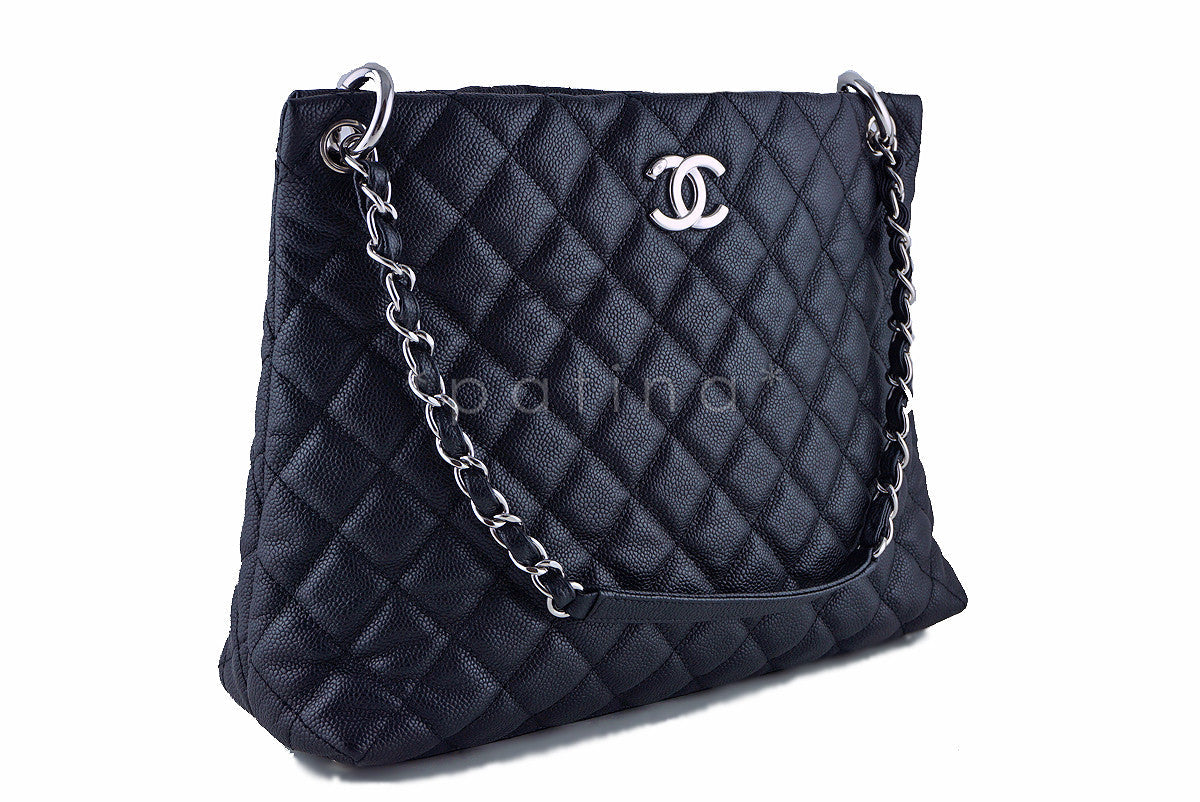 Chanel Black Caviar Classic Quilted Shopper Tote Bag