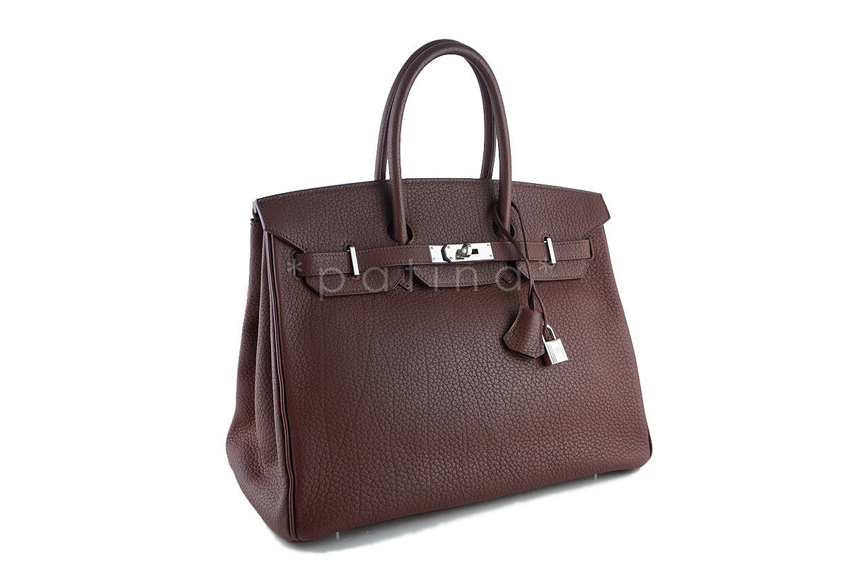 Hermes Chocolate Brown Fjord 35cm Birkin Bag PHW