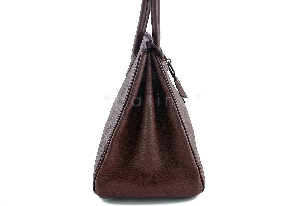 Hermes Chocolate Brown Fjord 35cm Birkin Bag PHW