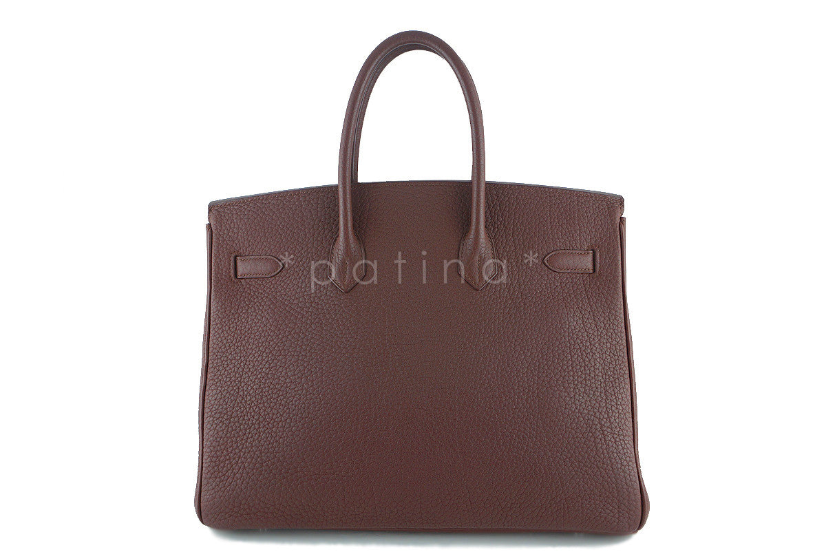 Hermes Chocolate Brown Fjord 35cm Birkin Bag PHW