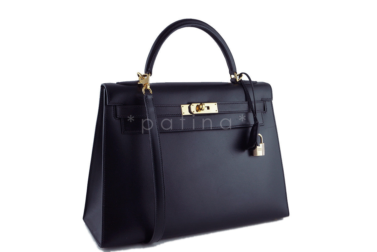 Hermes Black 32cm Box calf Kelly Sellier Bag, GHW