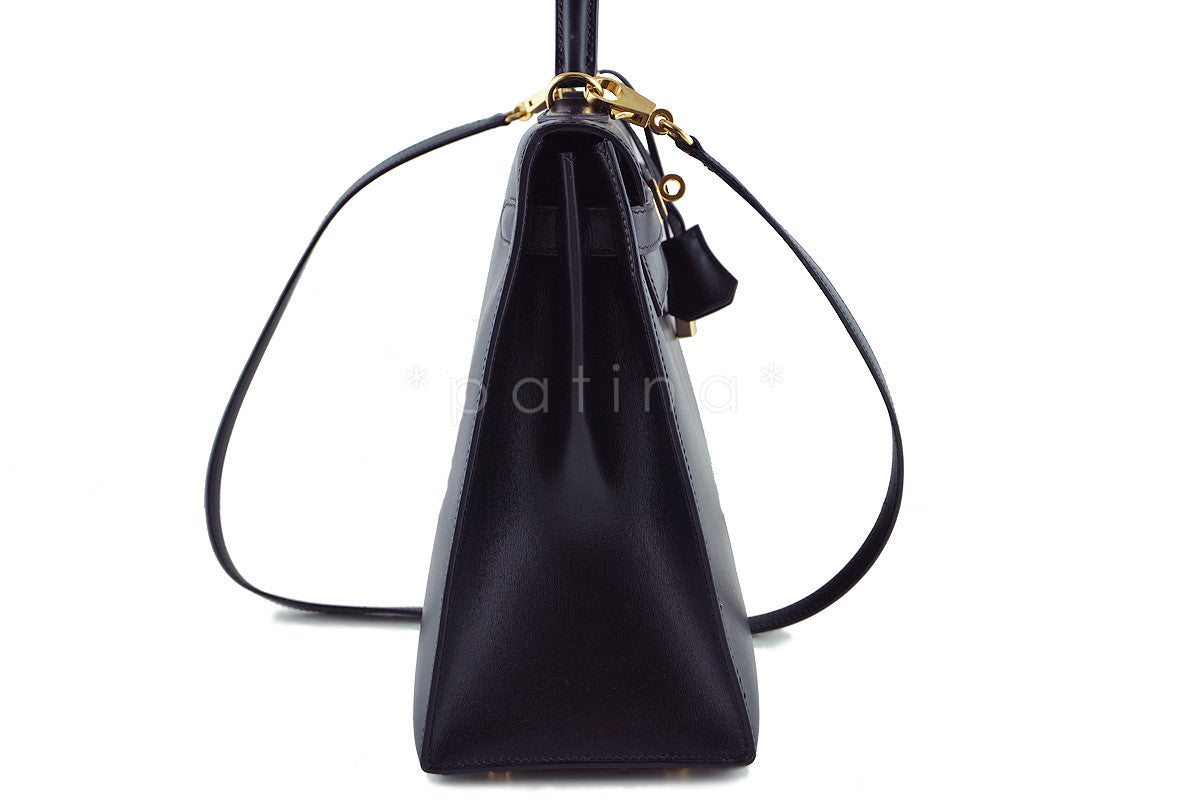 Hermes Black 32cm Box calf Kelly Sellier Bag, GHW