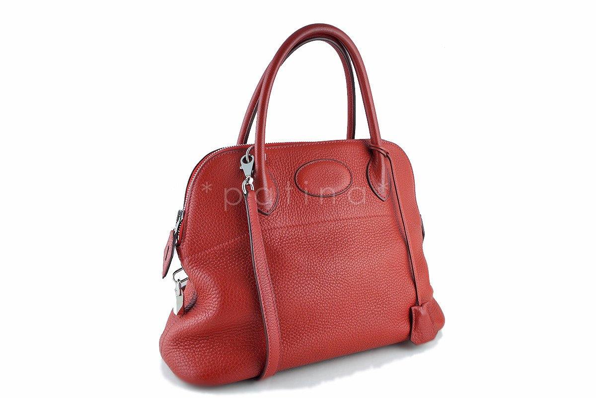 Hermes Vermillion Red 31cm Bolide Shoulder Tote Bag