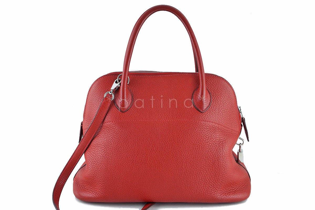 Hermes Vermillion Red 31cm Bolide Shoulder Tote Bag