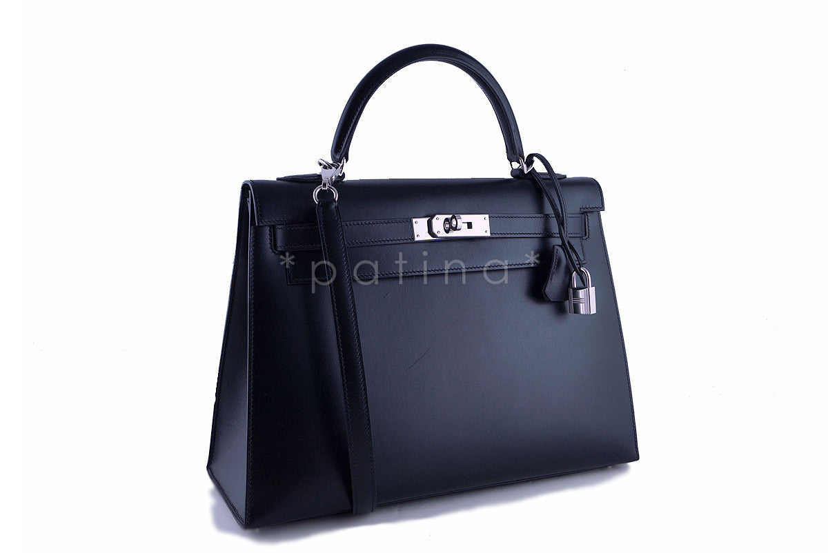 Hermes Black 32cm Box calf Kelly Sellier Bag PHW