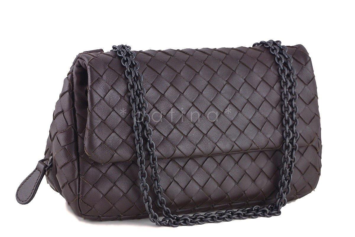 Bottega Veneta Ebano Brown Messenger Bag Woven Lambskin Cross Body