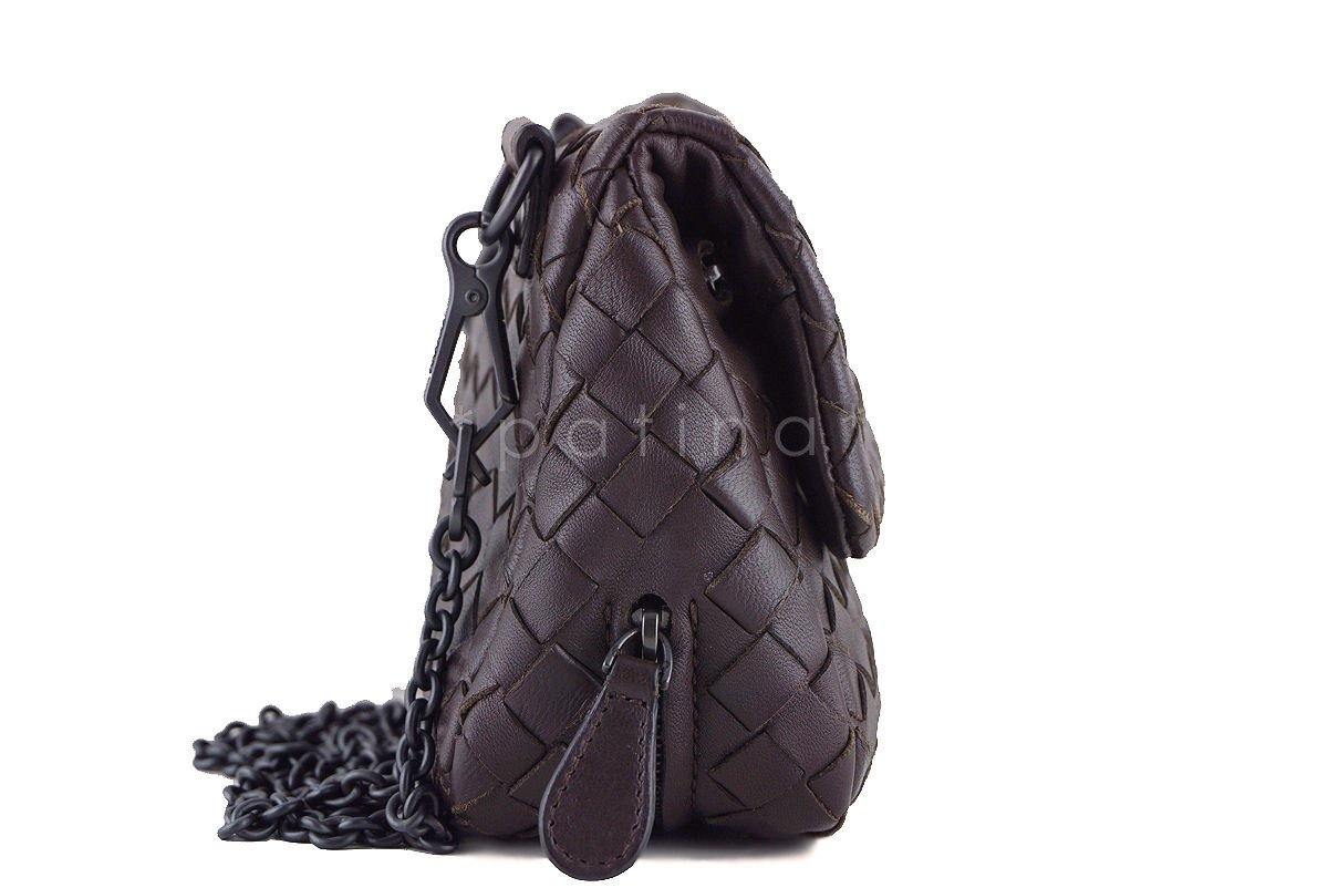 Bottega Veneta Ebano Brown Messenger Bag Woven Lambskin Cross Body