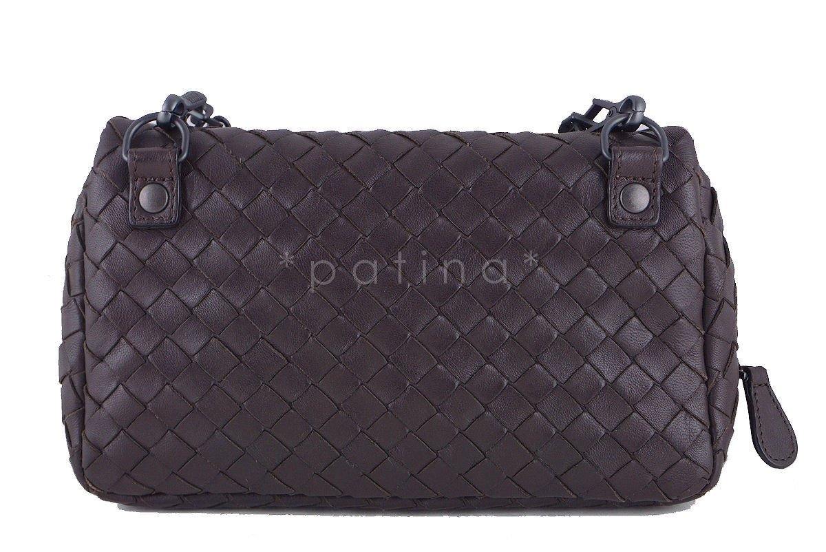 Bottega Veneta Ebano Brown Messenger Bag Woven Lambskin Cross Body