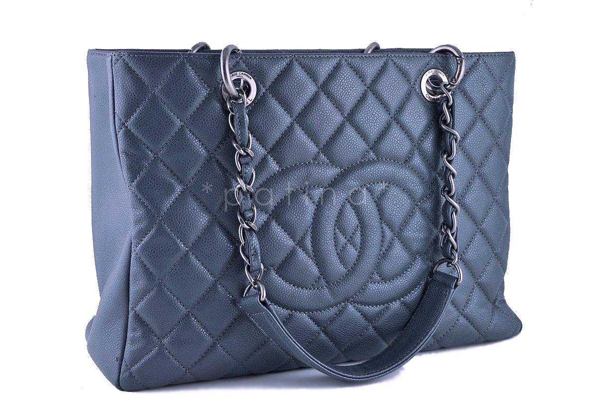 Chanel Gray Caviar Classic Grand Shopper Tote GST Bag