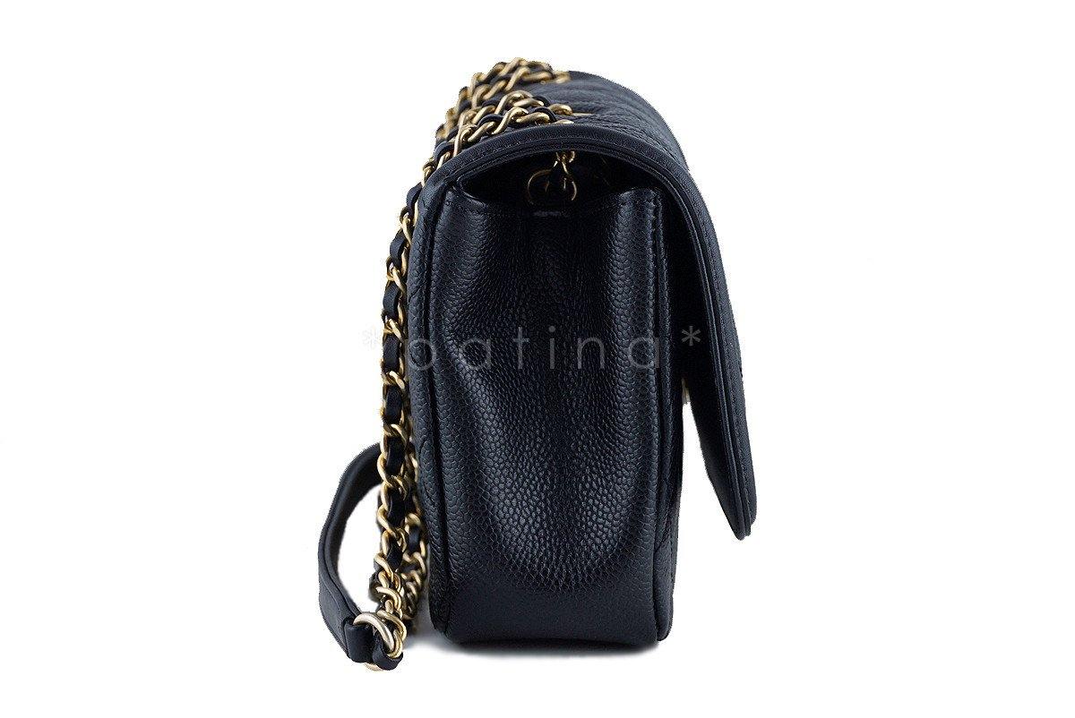 NWT 16S Chanel Black Limited Caviar Filigree Logo Flap Crossbody Bag