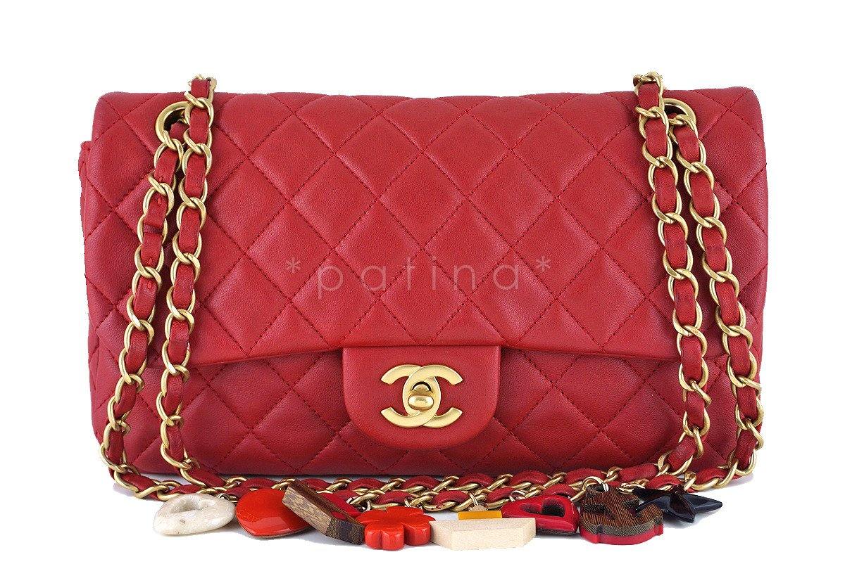 Chanel Red Marine Charms Medium Classic Lambskin Flap Bag