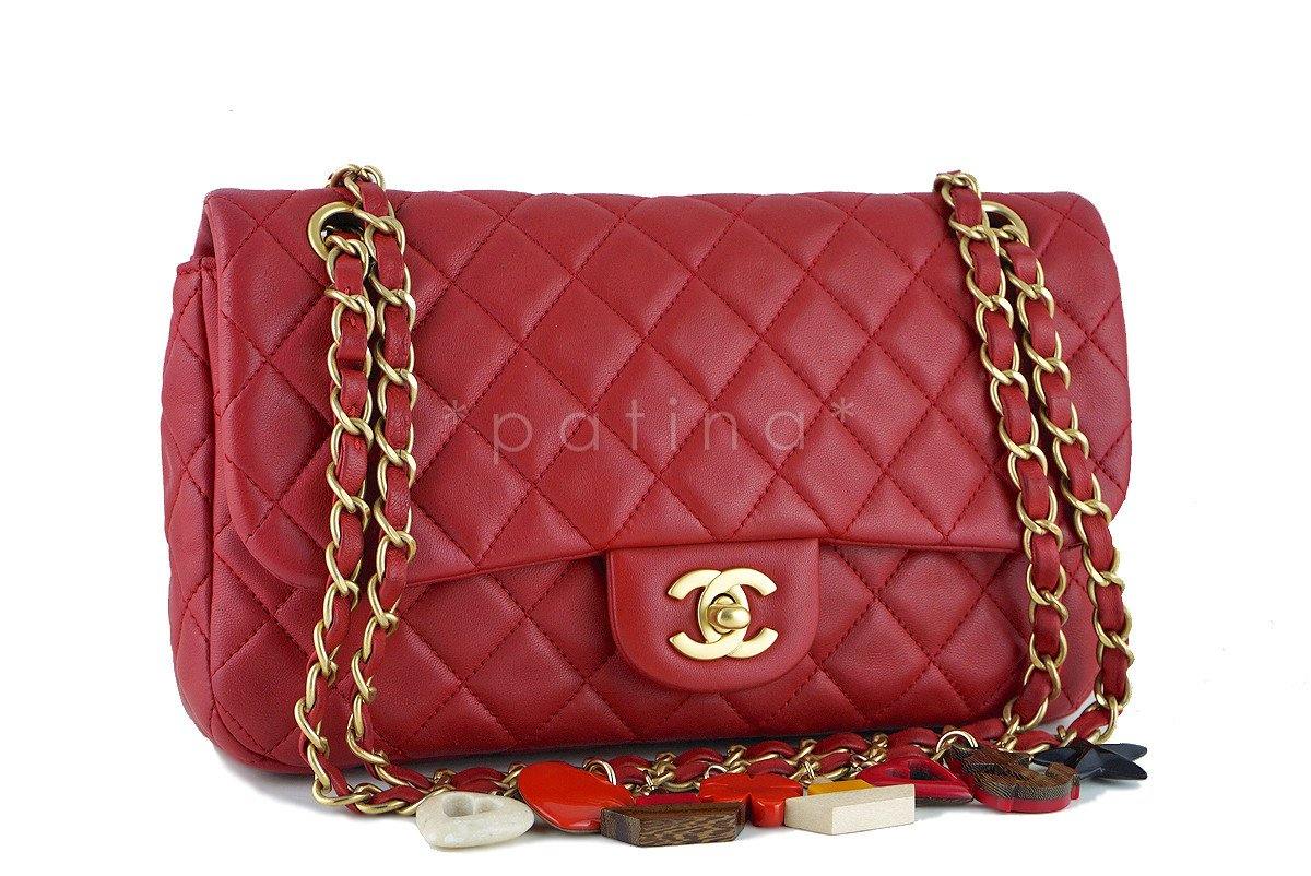 Chanel Red Marine Charms Medium Classic Lambskin Flap Bag