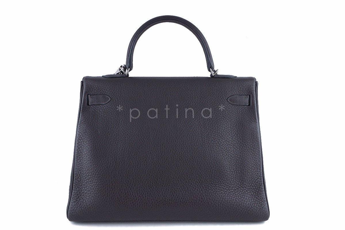 Hermes Fjord Ebene Dk Brown 35cm Kelly Retourne Bag