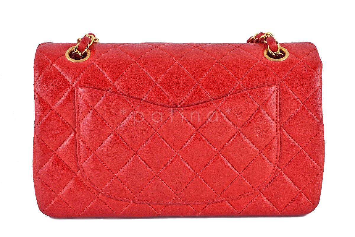 Chanel Red Lambskin Medium-Small Classic 2.55 Double Flap Bag