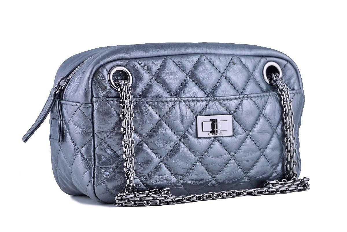 Chanel Silver Classic 2.55 Reissue Camera Case Bag