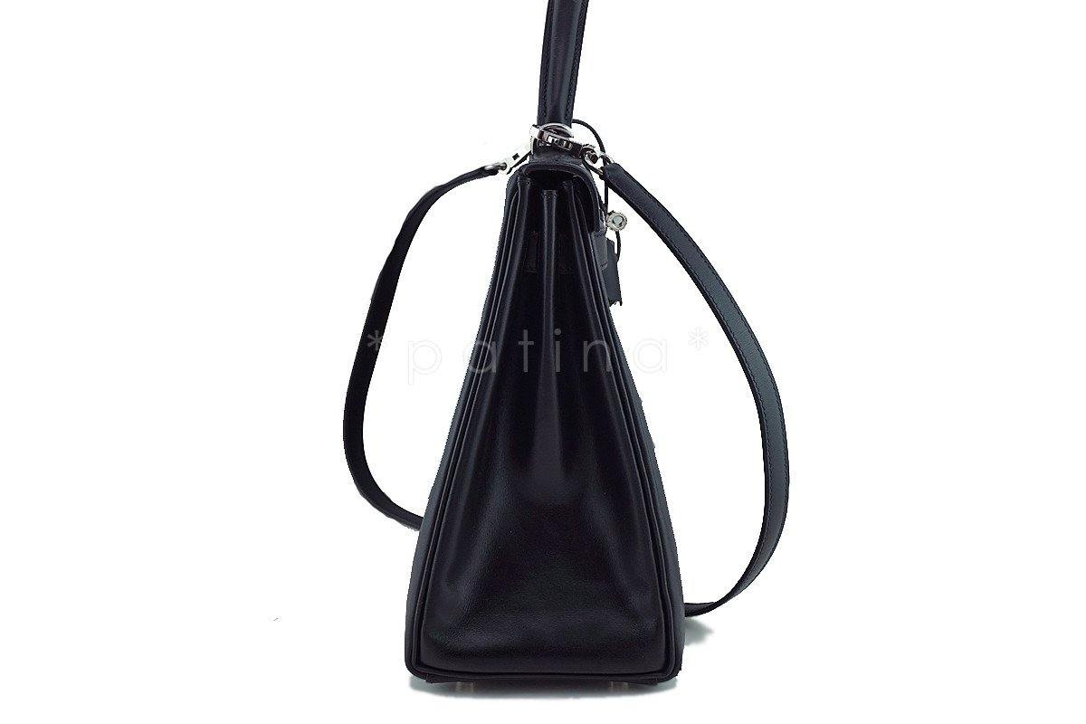 Hermes Black 32cm Box calf Kelly Retourne Bag, PHW