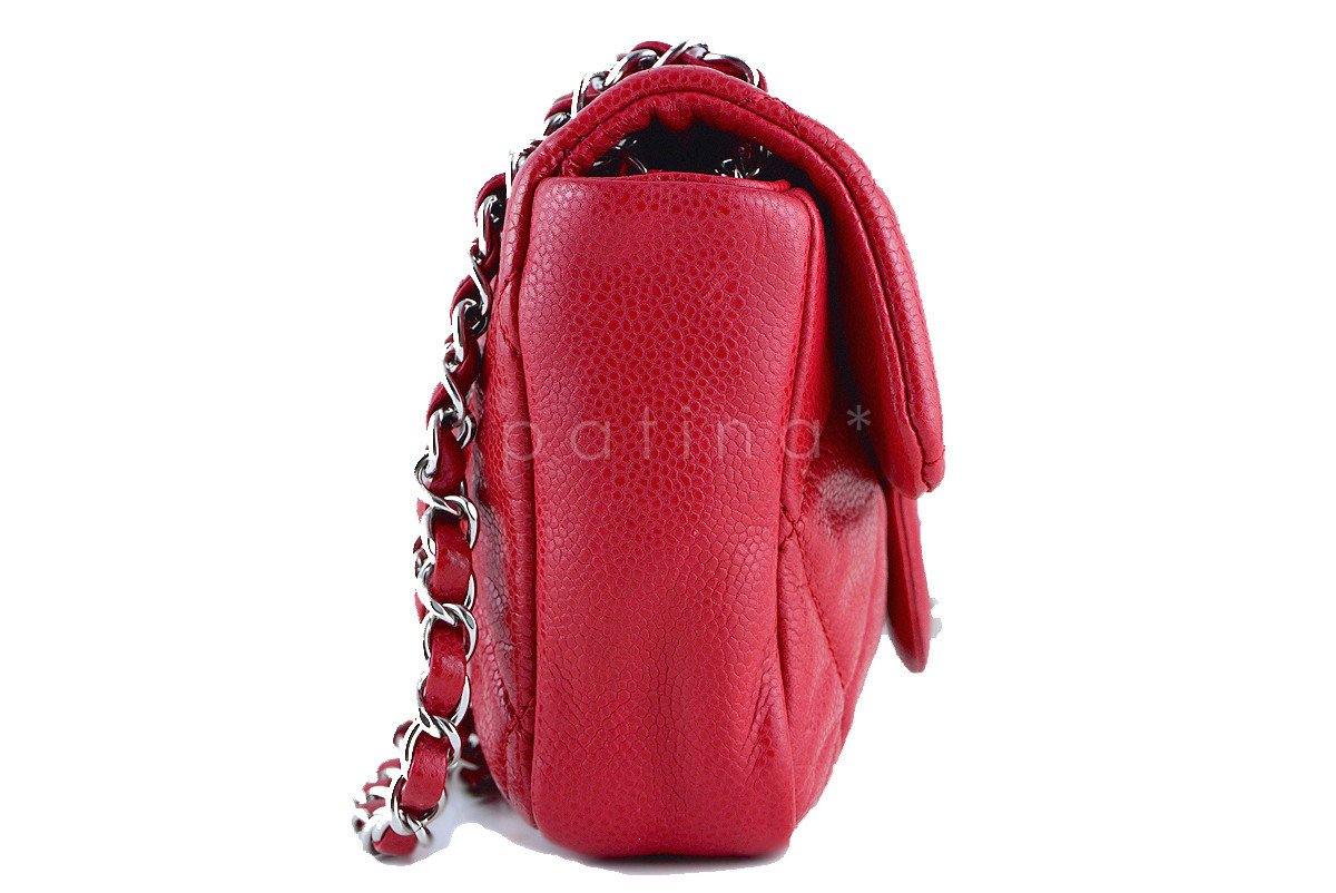 Chanel Red 10in. Soft Caviar Medium Quilted Classic Flap Bag