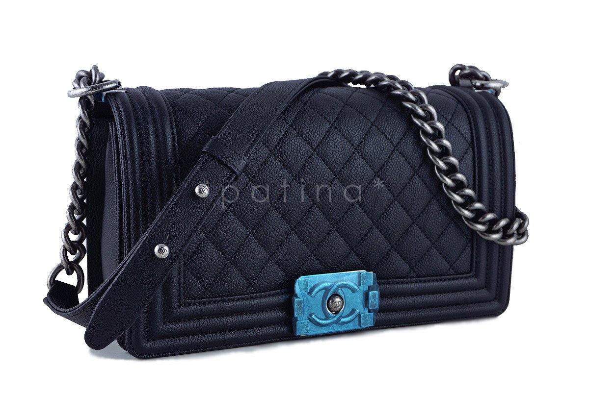 NWT 16S Chanel Black Le Boy Classic Flap, Medium Caviar Bag