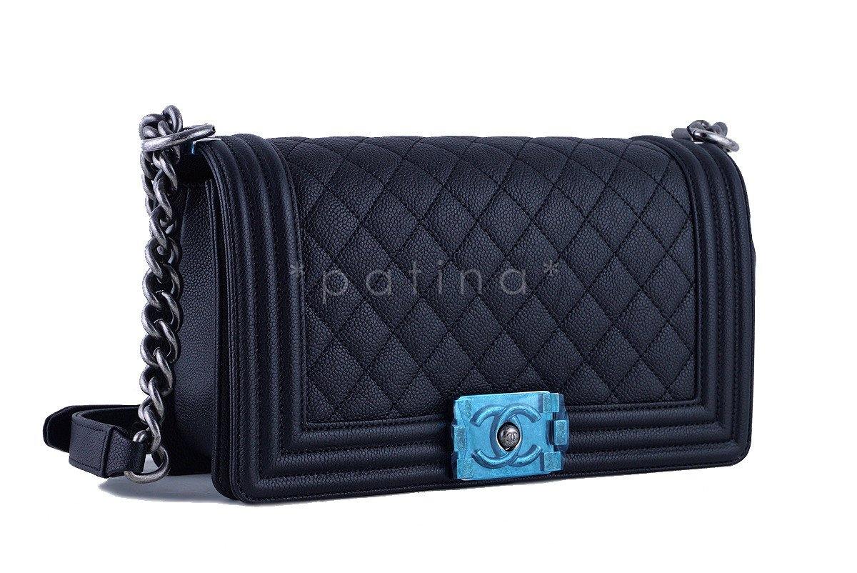 NWT 16S Chanel Black Le Boy Classic Flap, Medium Caviar Bag