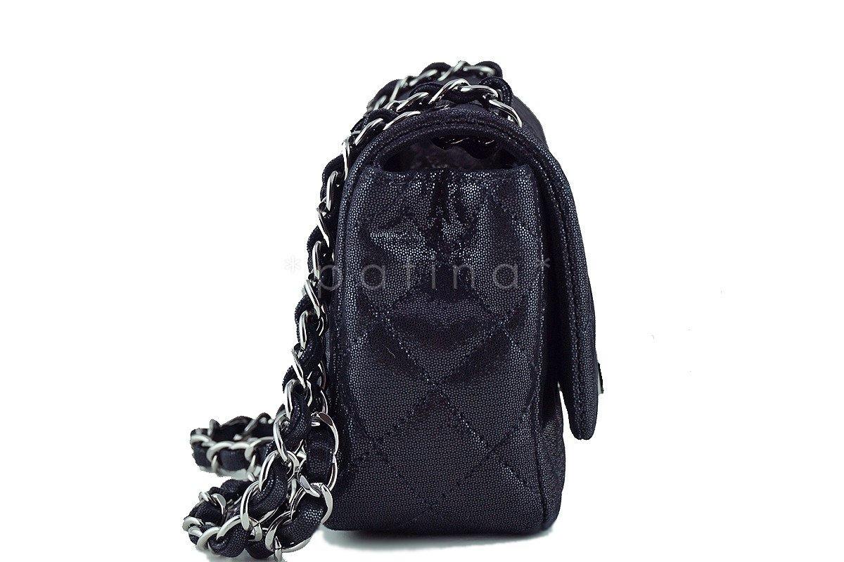 Chanel Metallic Black Crystals Jumbo CC Classic Rectangular Mini Flap Bag