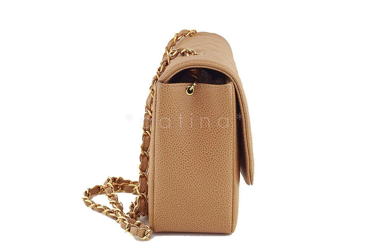 Chanel Camel Beige Caviar Vintage Quilted Classic "Diana" Flap Bag NTV