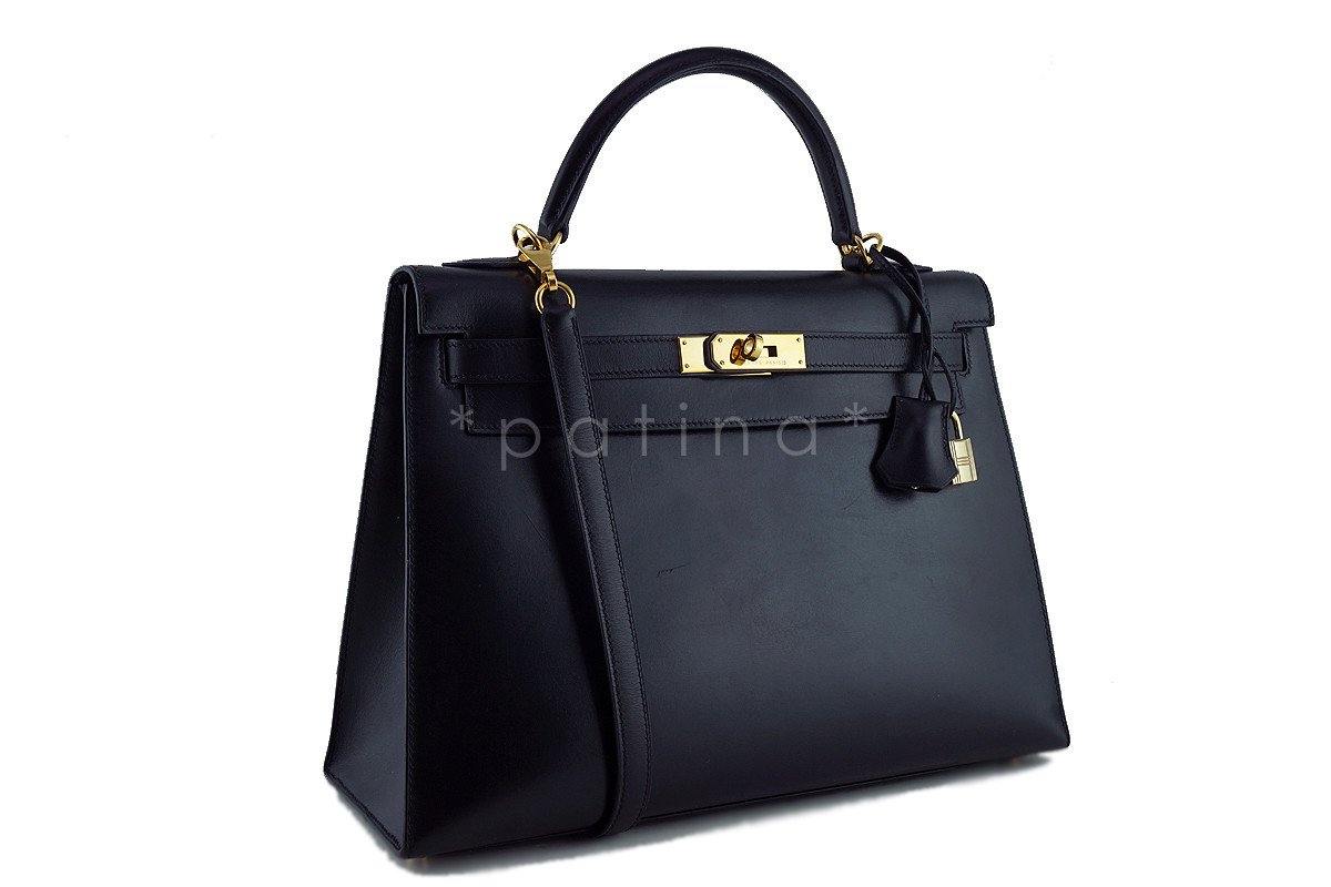 Hermes Black 32cm Box calf Kelly Sellier Bag, GHW
