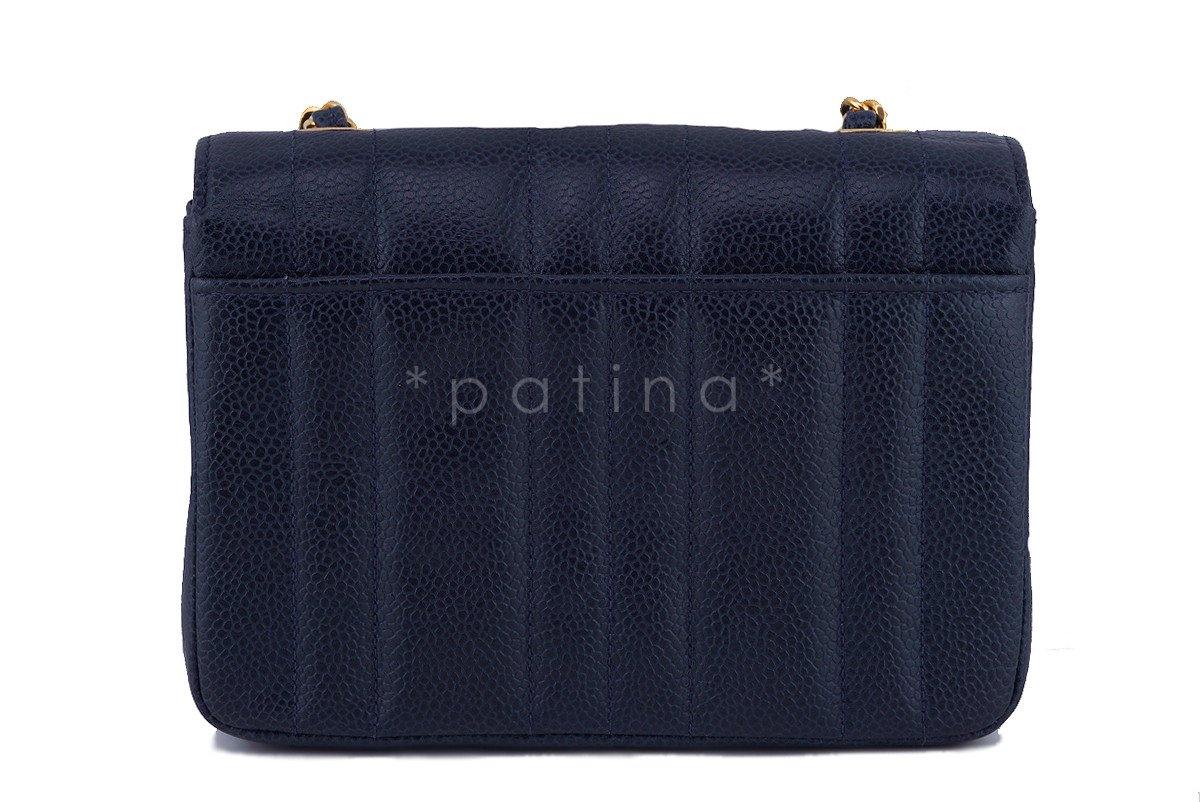 Chanel Vintage Caviar Navy Blue Mademoiselle Classic Mini Flap Bag