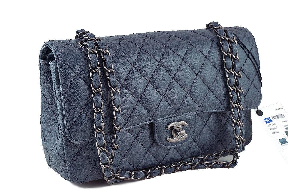 NWT 16B Chanel Gray Caviar Medium Classic 2.55 Double Flap Bag