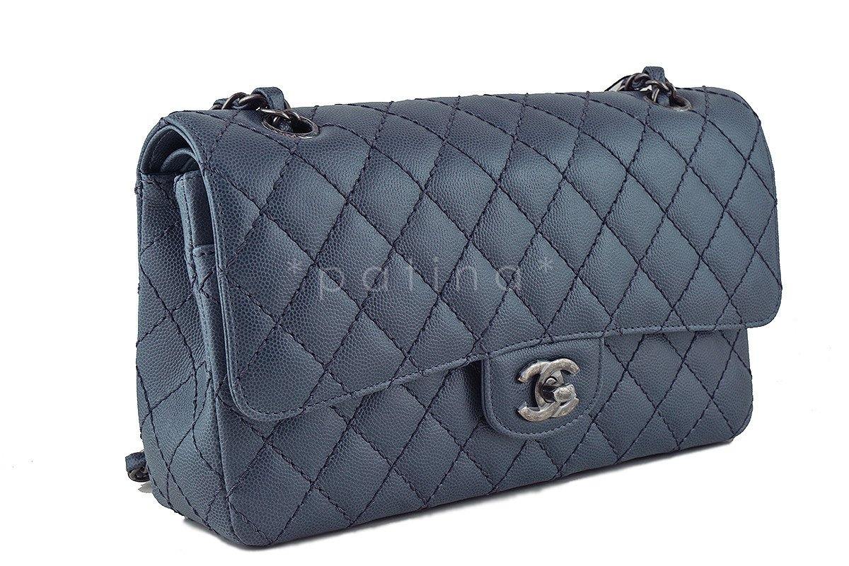 NWT 16B Chanel Gray Caviar Medium Classic 2.55 Double Flap Bag