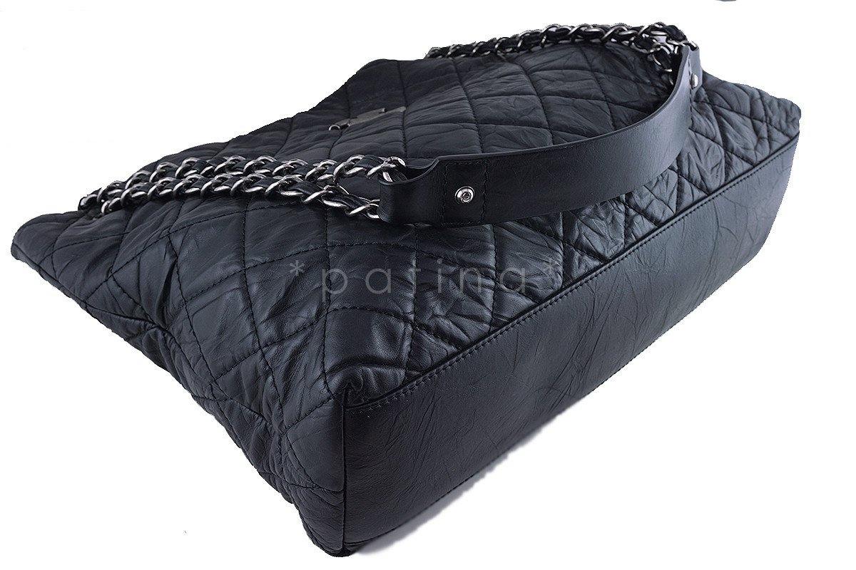 Chanel Black Classic Quilted Shopper Tote Bag