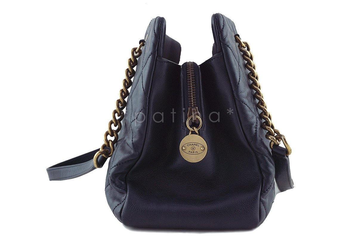 Chanel Black Classic CC Quilted Shopping Tote GST Bag