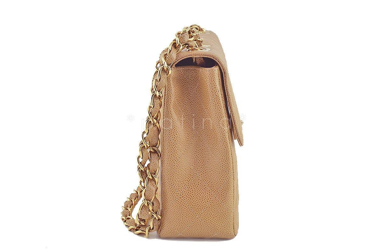 Chanel Camel Beige Caviar Jumbo Quilted Classic 2.55 Flap Bag