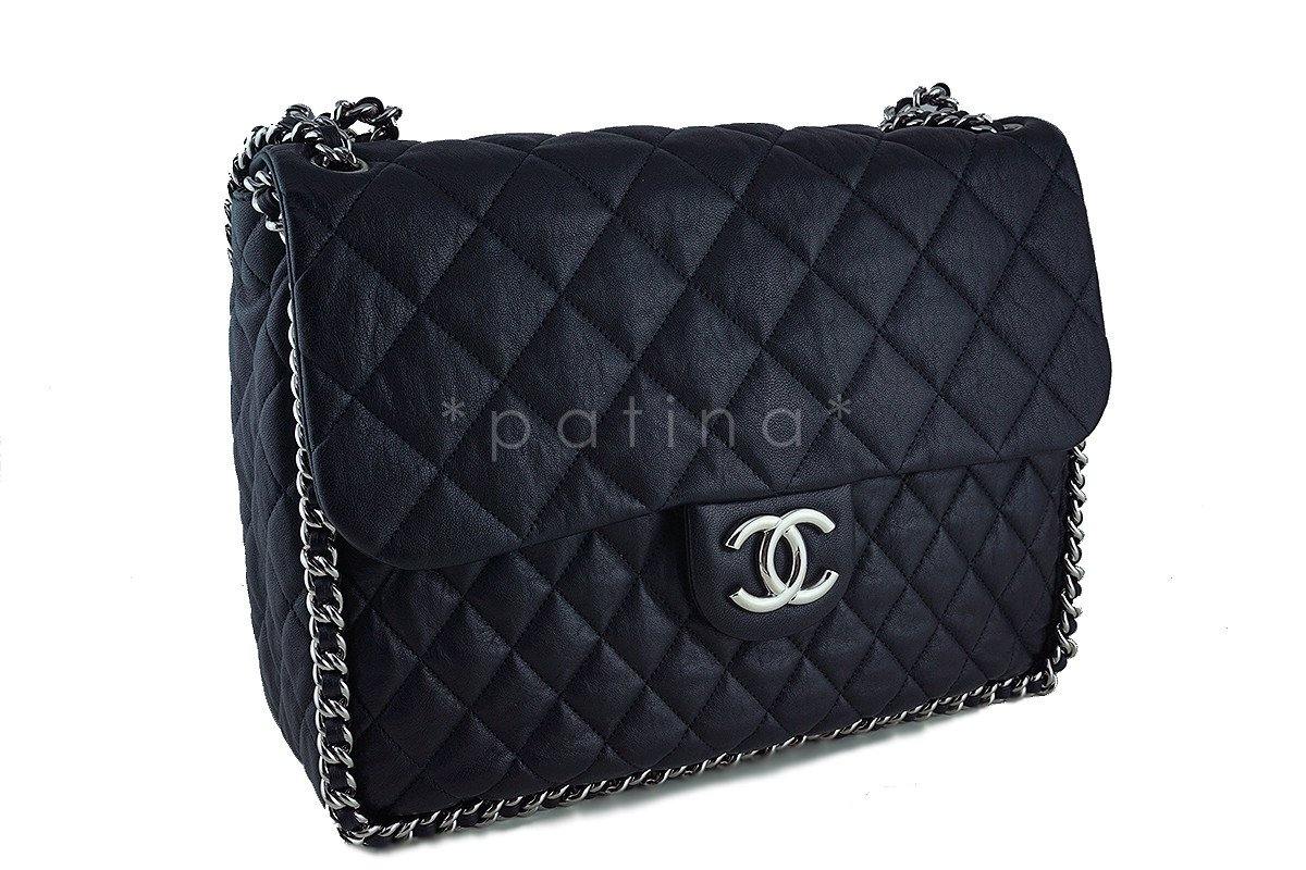 Chanel Black Chain Around Maxi Luxe Flap Bag