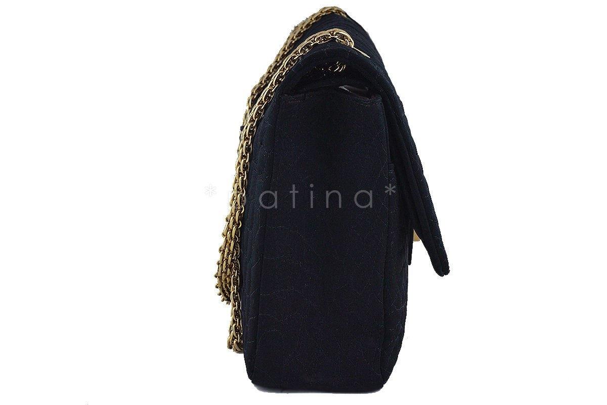 Chanel Black Quilted Satin 2.55 Reissue 227 Classic Double Flap Bag