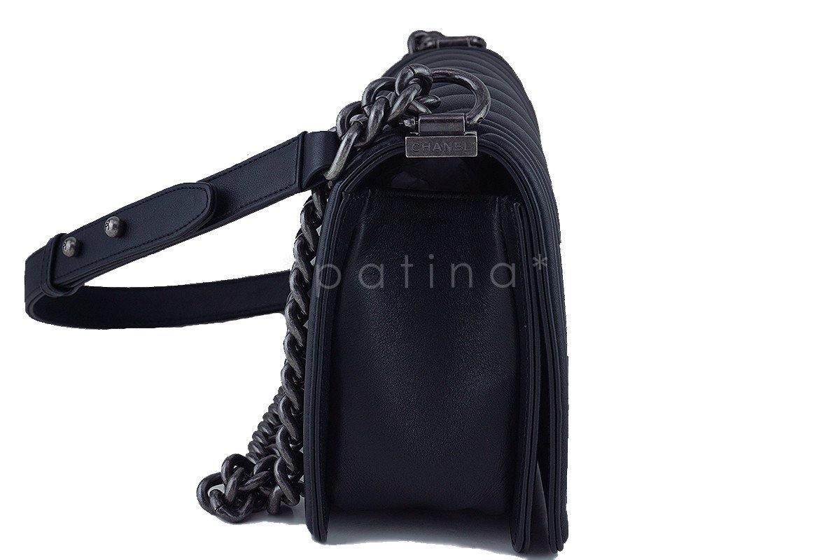 Chanel Black Chevron Medium Le Boy Classic Flap Bag