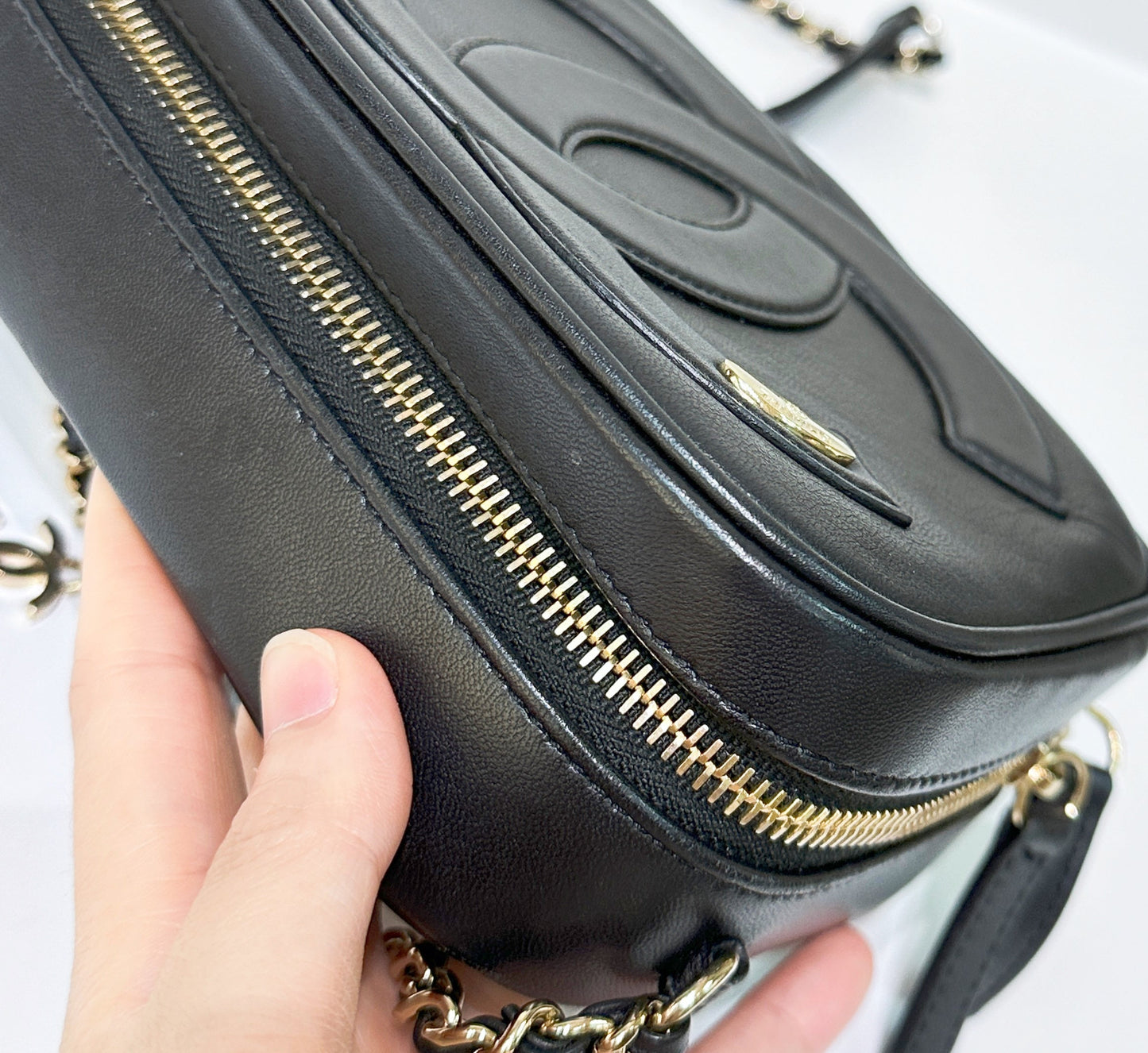 Chanel Black Lambskin CC Mania Camera Bag