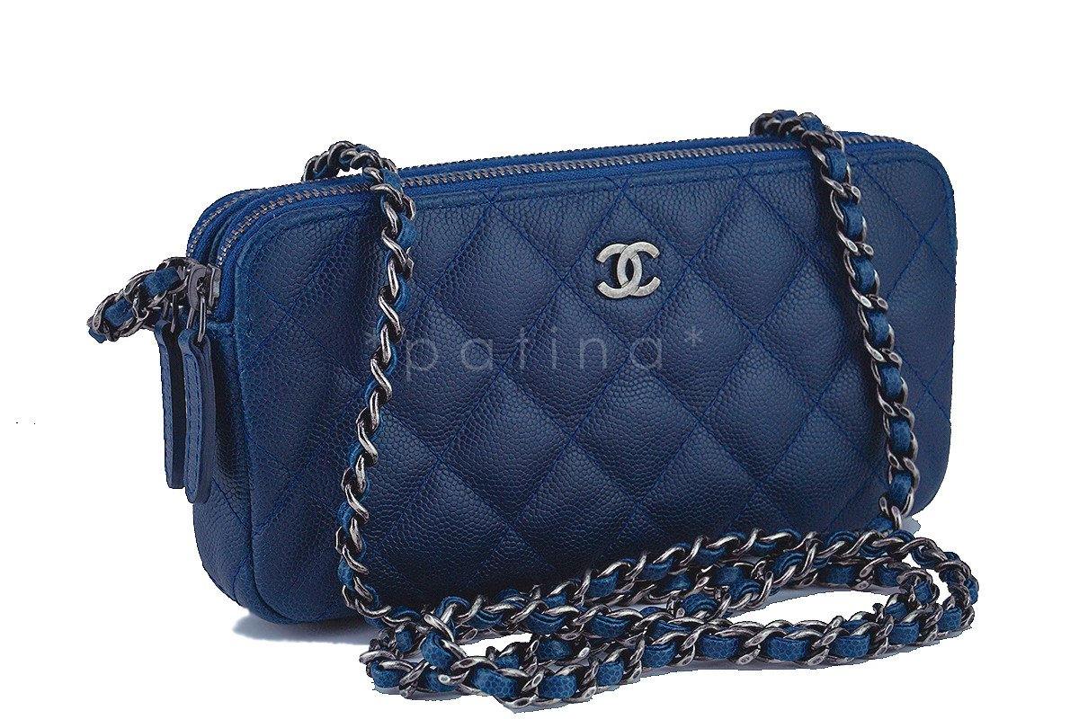 Chanel Caviar Blue Mini Camera Case Wallet on Chain WOC Bag