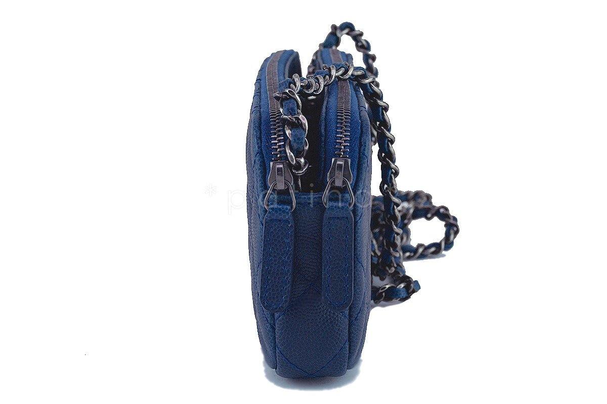 Chanel Caviar Blue Mini Camera Case Wallet on Chain WOC Bag