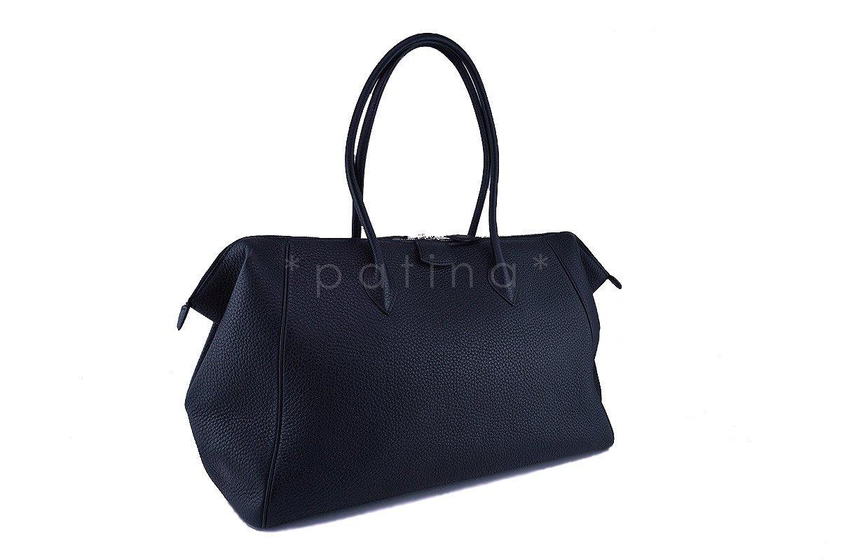 Hermes Black Clemence 37cm Paris Bombay Shoulder Tote Bag