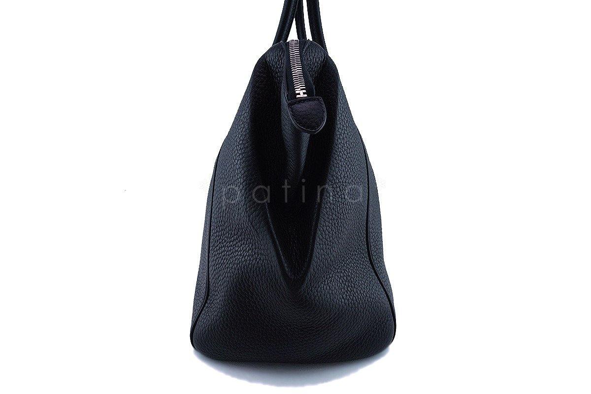 Hermes Black Clemence 37cm Paris Bombay Shoulder Tote Bag