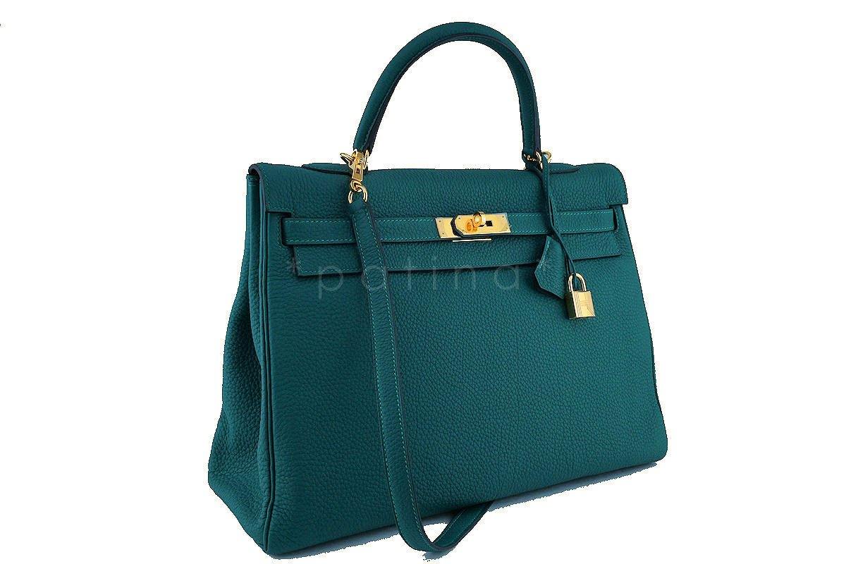 Hermes Malachite Green 35cm Kelly Togo Retourne Bag GHW