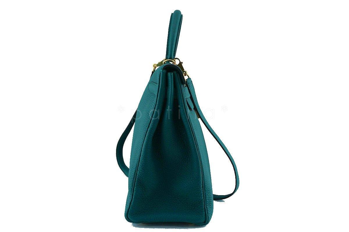 Hermes Malachite Green 35cm Kelly Togo Retourne Bag GHW