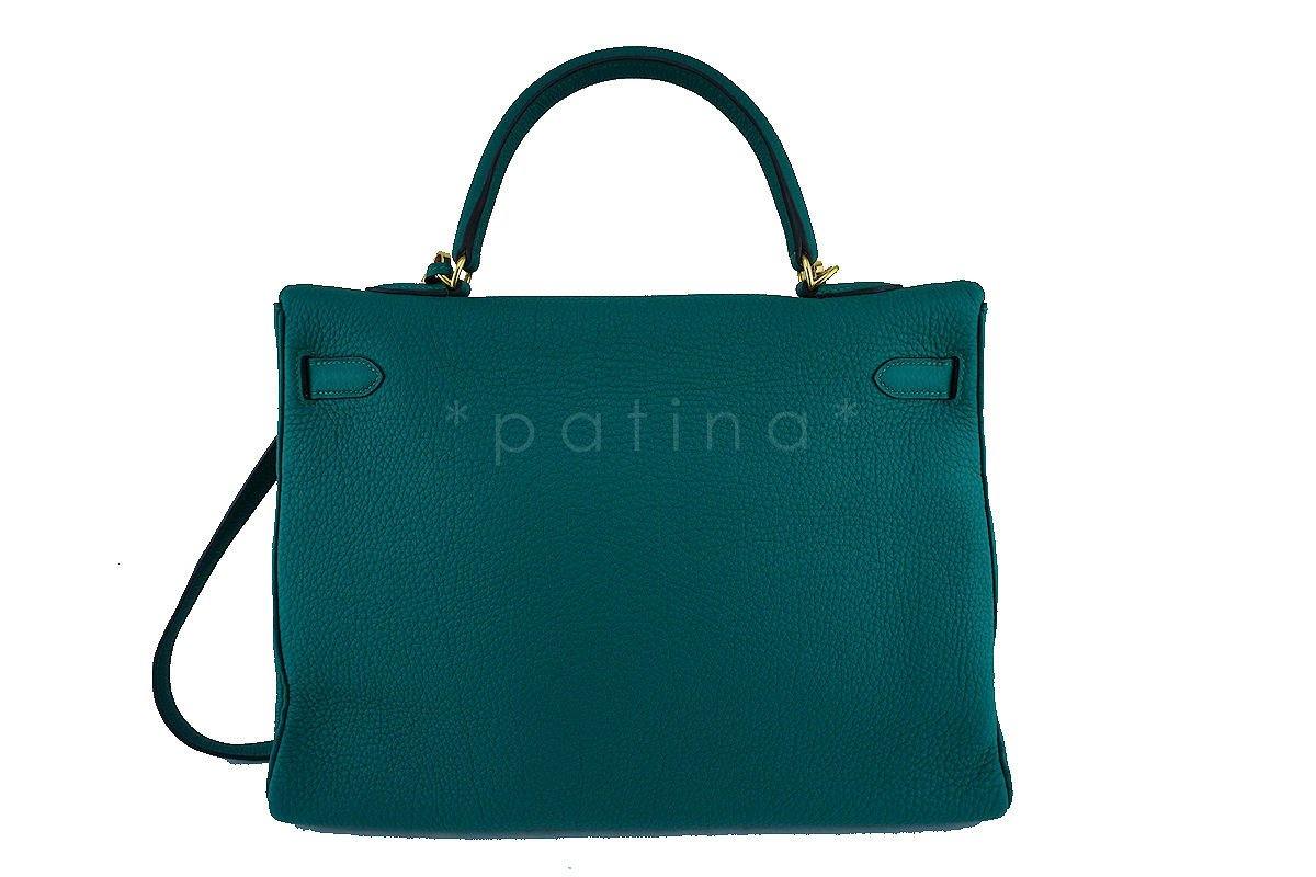 Hermes Malachite Green 35cm Kelly Togo Retourne Bag GHW